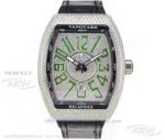 FM Factory Franck Muller Vanguard V45 SC DT Diamond Case Black Leather ETA 2824 Automatic Watch